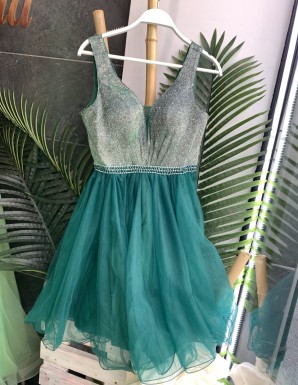 VESTIDO CORTO CON FALDA DE TUL