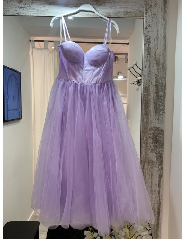 Vestido midi de gasa con cuerpo corsé Melisa