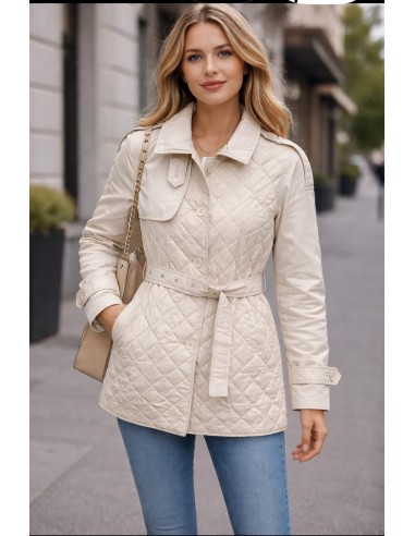 Cazadora larga guateada con cinturón Montse