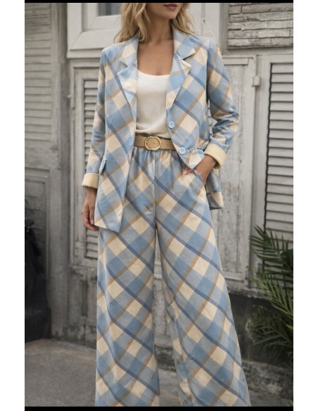 Chaqueta de cuadros en antelina talla unica Elena