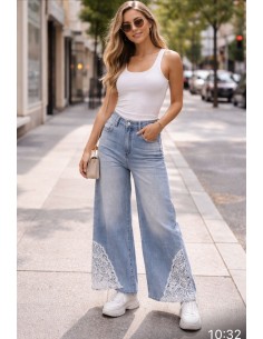 Pantalón vaquero ancho desgastado  Elisa