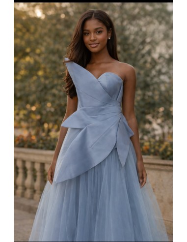 Vestido de tela y gasa largo para damas de...