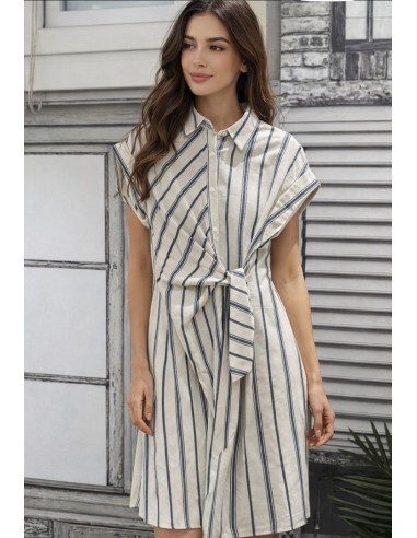 Vestido de rayas midi manga corta Nadia