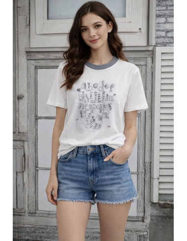 Camiseta de algodón manga corta blanca Kelly