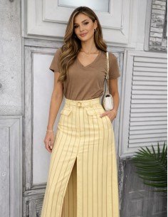 Falda amarilla con rayas marrones Paula