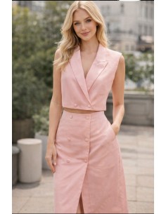 Conjunto de falda y blusa rosa Julia