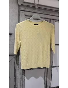 Camiseta de punto fino blanca manga corta Mar 2