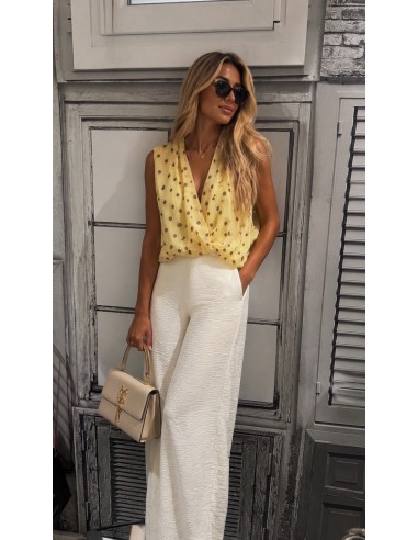 Pantalón Palazzo Beige de Mujer con Pierna...