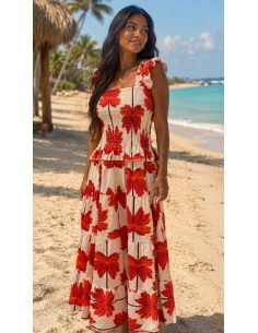 Vestido Largo Volantes Tropical