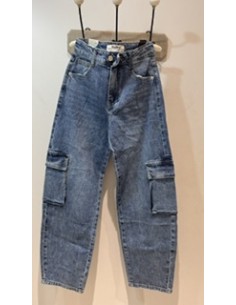 Pantalón Vaquero Cargo Mujer de Cintura Alta y Pierna Recta 2