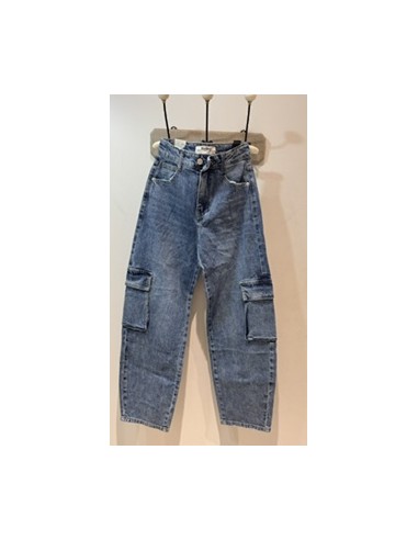 Pantalón Vaquero Cargo Mujer de Cintura Alta y...