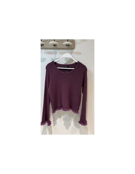 Jersey de Punto Fino con Detalles de Volantes en Cuello y Puños