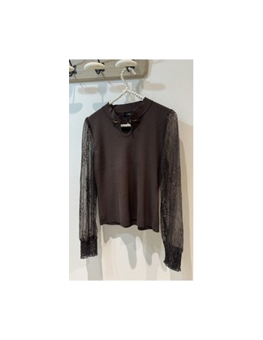 Jersey de Cuello Alto con Detalles de Perlas y...